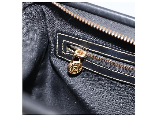 Pequin Borsa a mano FENDI Pecan Canvas PVC Nero Marrone Auth 204451V - vista 24