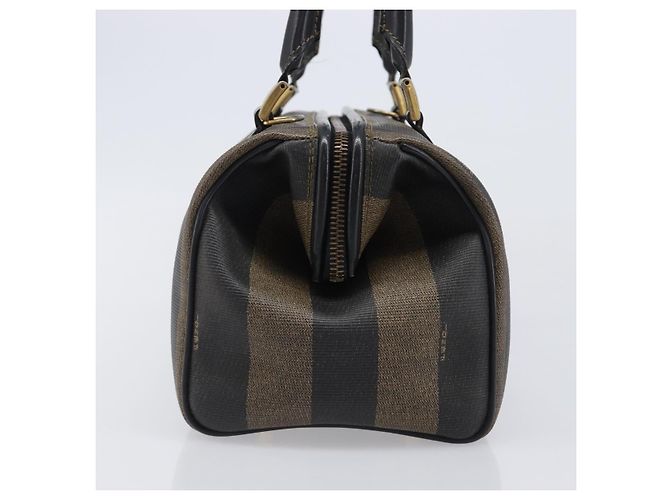 Pequin Borsa a mano FENDI Pecan Canvas PVC Nero Marrone Auth 204451V - vista 4