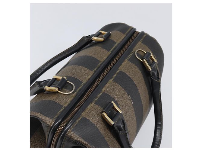 Pequin Borsa a mano FENDI Pecan Canvas PVC Nero Marrone Auth 204451V - vista 6