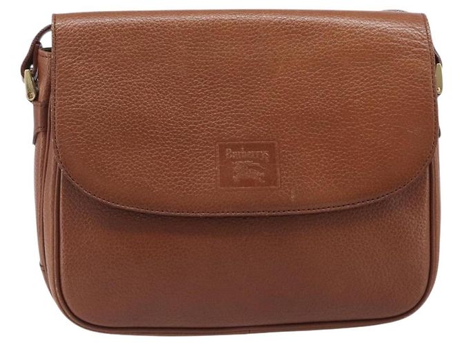 Borsa a tracolla Burberrys in pelle marrone tono oro Auth 204636 - vista 13
