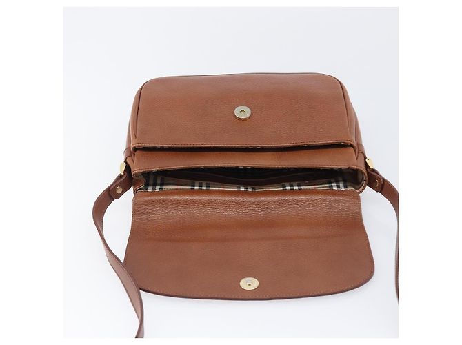 Borsa a tracolla Burberrys in pelle marrone tono oro Auth 204636 - vista 19