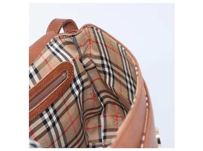 Borsa a tracolla Burberrys in pelle marrone tono oro Auth 204636 - vista 20