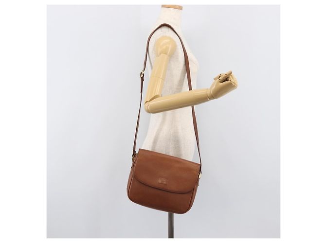 Borsa a tracolla Burberrys in pelle marrone tono oro Auth 204636 - vista 24