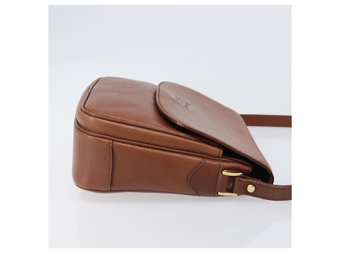 Borsa a tracolla Burberrys in pelle marrone tono oro Auth 204636 - vista 3
