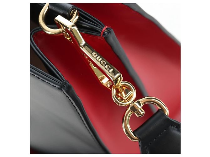 Borsa a mano GUCCI Bamboo Sherry Line in pelle 2way Nero Oro 453764 Auth 203194V D'oro - vista 10