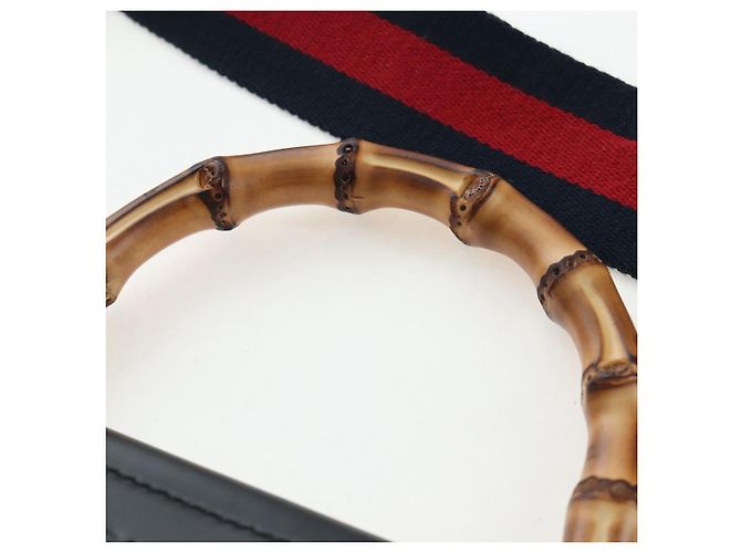 Borsa a mano GUCCI Bamboo Sherry Line in pelle 2way Nero Oro 453764 Auth 203194V D'oro - vista 14