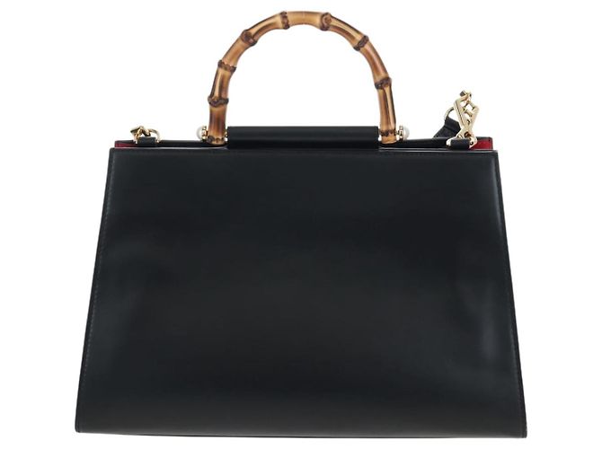 Borsa a mano GUCCI Bamboo Sherry Line in pelle 2way Nero Oro 453764 Auth 203194V D'oro - vista 2