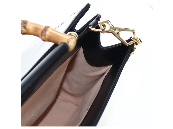 Borsa a mano GUCCI Bamboo Sherry Line in pelle 2way Nero Oro 453764 Auth 203194V D'oro - vista 23