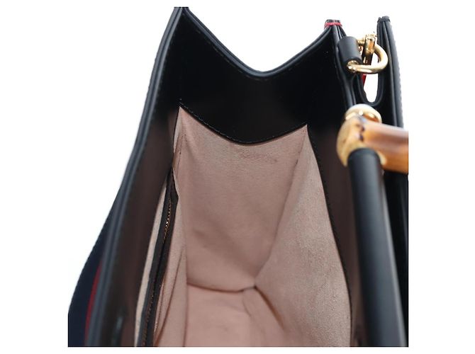 Borsa a mano GUCCI Bamboo Sherry Line in pelle 2way Nero Oro 453764 Auth 203194V D'oro - vista 30