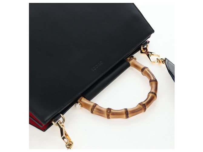 Borsa a mano GUCCI Bamboo Sherry Line in pelle 2way Nero Oro 453764 Auth 203194V D'oro - vista 6
