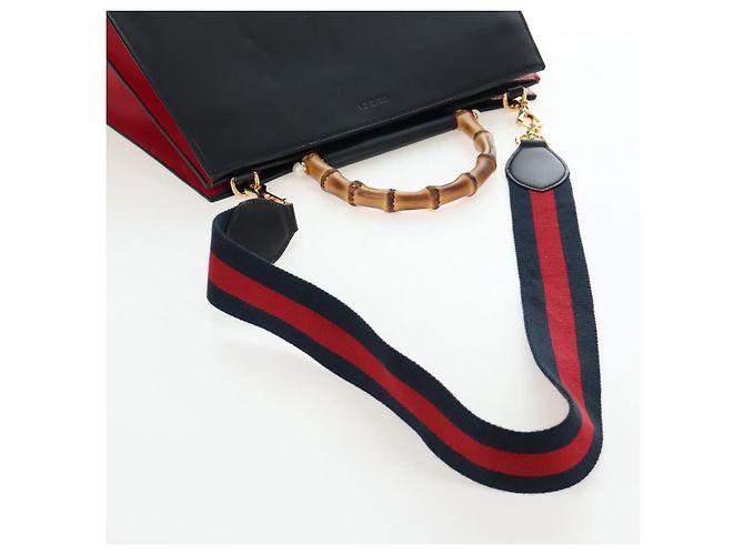Borsa a mano GUCCI Bamboo Sherry Line in pelle 2way Nero Oro 453764 Auth 203194V D'oro - vista 8