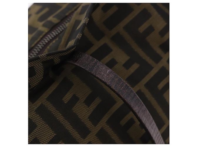 Borsa Tote FENDI Zucca Canvas Nero Marrone Auth 201522 - vista 16
