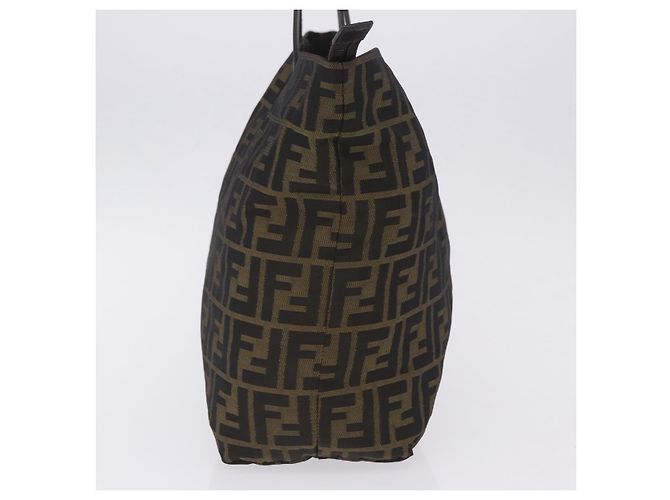 Borsa Tote FENDI Zucca Canvas Nero Marrone Auth 201522 - vista 3