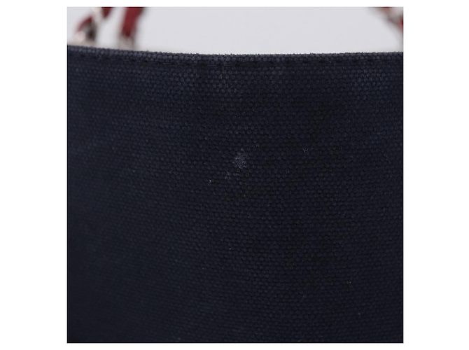 Borsa a Tracolla Tote con Catena CHANEL Choco Bar Canvas Navy Silver CC Auth 205836A Argento Blu navy - vista 5