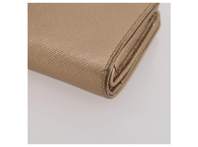 Saffiano Cartera bifold PRADA de piel Safiano Gold Auth 205174A Dorado - vista 15