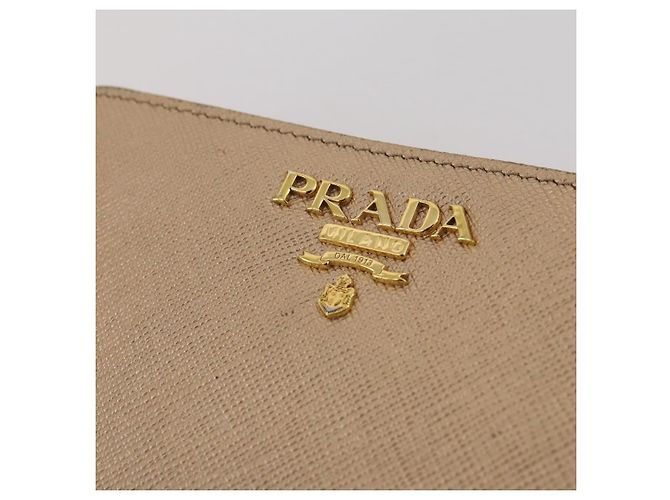 Saffiano Cartera bifold PRADA de piel Safiano Gold Auth 205174A Dorado - vista 18