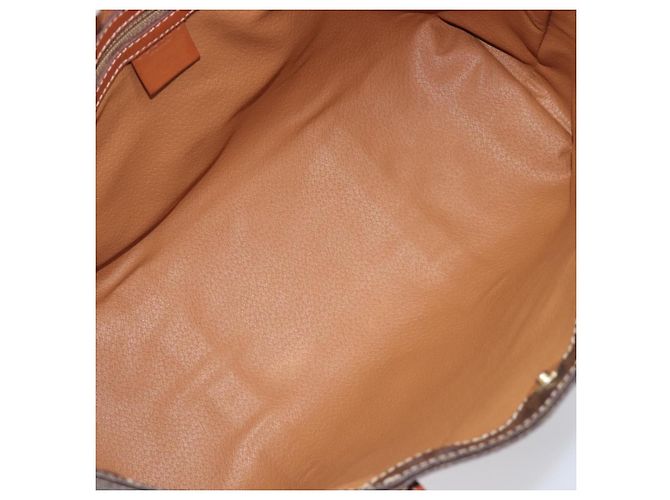 Céline Borsa Tote CELINE Macadam Canvas PVC Leather Brown Gold Auth ki6842A Marrone D'oro - vista 10