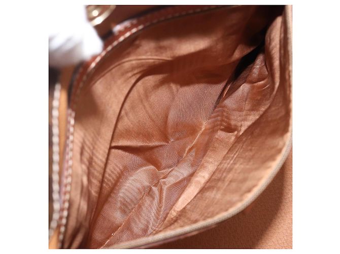 Céline Borsa Tote CELINE Macadam Canvas PVC Leather Brown Gold Auth ki6842A Marrone D'oro - vista 11