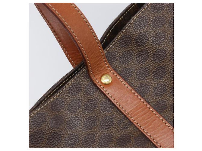 Céline Borsa Tote CELINE Macadam Canvas PVC Leather Brown Gold Auth ki6842A Marrone D'oro - vista 17