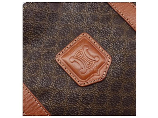 Céline Borsa Tote CELINE Macadam Canvas PVC Leather Brown Gold Auth ki6842A Marrone D'oro - vista 18