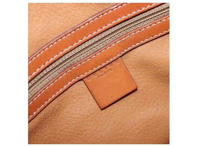 Céline Borsa Tote CELINE Macadam Canvas PVC Leather Brown Gold Auth ki6842A Marrone D'oro - vista 19
