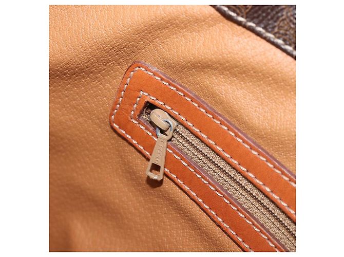 Céline Borsa Tote CELINE Macadam Canvas PVC Leather Brown Gold Auth ki6842A Marrone D'oro - vista 22
