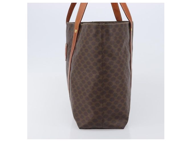 Céline Borsa Tote CELINE Macadam Canvas PVC Leather Brown Gold Auth ki6842A Marrone D'oro - vista 3