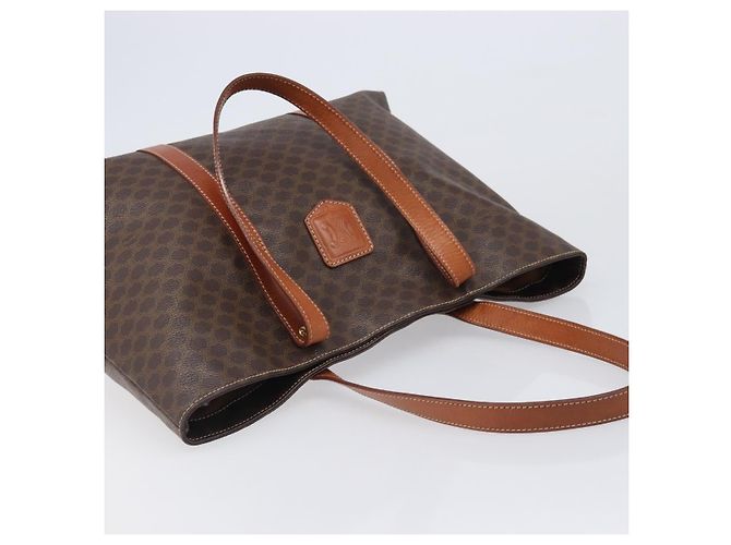 Céline Borsa Tote CELINE Macadam Canvas PVC Leather Brown Gold Auth ki6842A Marrone D'oro - vista 6