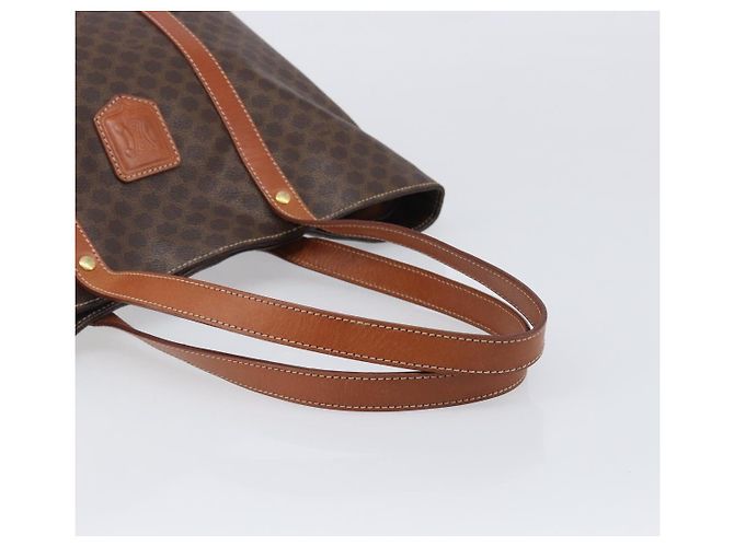 Céline Borsa Tote CELINE Macadam Canvas PVC Leather Brown Gold Auth ki6842A Marrone D'oro - vista 7