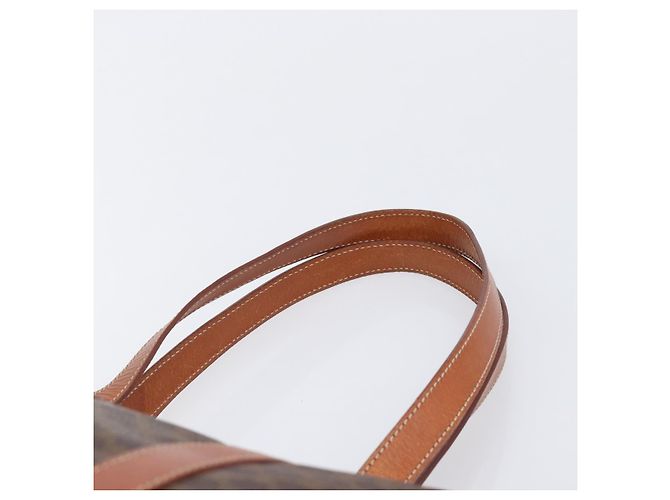 Céline Borsa Tote CELINE Macadam Canvas PVC Leather Brown Gold Auth ki6842A Marrone D'oro - vista 8