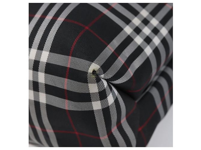 Saco Tote BURBERRY Nova Check Canvas Black Silver Auth 203633 Preto Prata - vista 14