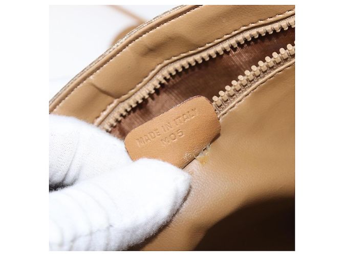 Céline Bolsa de Ombro CELINE Macadam Canvas PVC Beige Gold Auth ki6828 Bege Dourado - vista 12