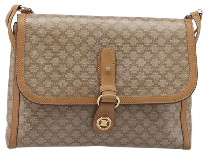 Céline Bolsa de Ombro CELINE Macadam Canvas PVC Beige Gold Auth ki6828 Bege Dourado - vista 13