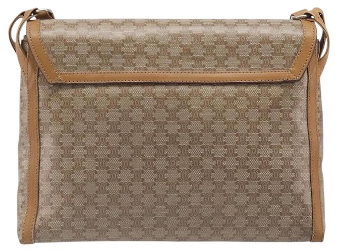 Céline Bolsa de Ombro CELINE Macadam Canvas PVC Beige Gold Auth ki6828 Bege Dourado - vista 2