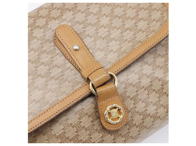 Céline Bolsa de Ombro CELINE Macadam Canvas PVC Beige Gold Auth ki6828 Bege Dourado - vista 21