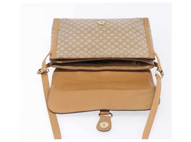 Céline Bolsa de Ombro CELINE Macadam Canvas PVC Beige Gold Auth ki6828 Bege Dourado - vista 22