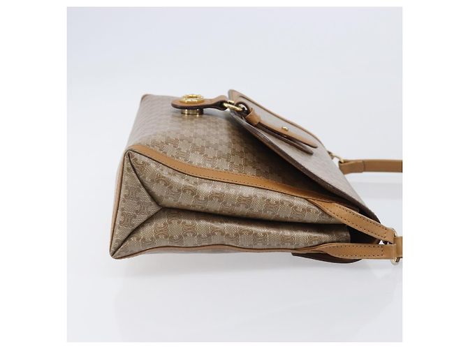 Céline Bolsa de Ombro CELINE Macadam Canvas PVC Beige Gold Auth ki6828 Bege Dourado - vista 3