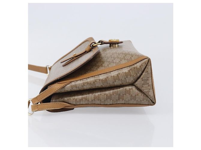 Céline Bolsa de Ombro CELINE Macadam Canvas PVC Beige Gold Auth ki6828 Bege Dourado - vista 4