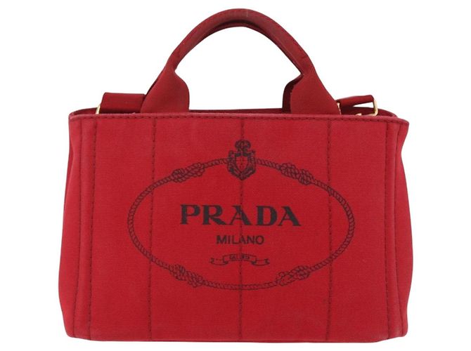 Borsa a mano PRADA Canapa PM Canvas 2way Orange Gold Auth 205107 D'oro Arancione - vista 13