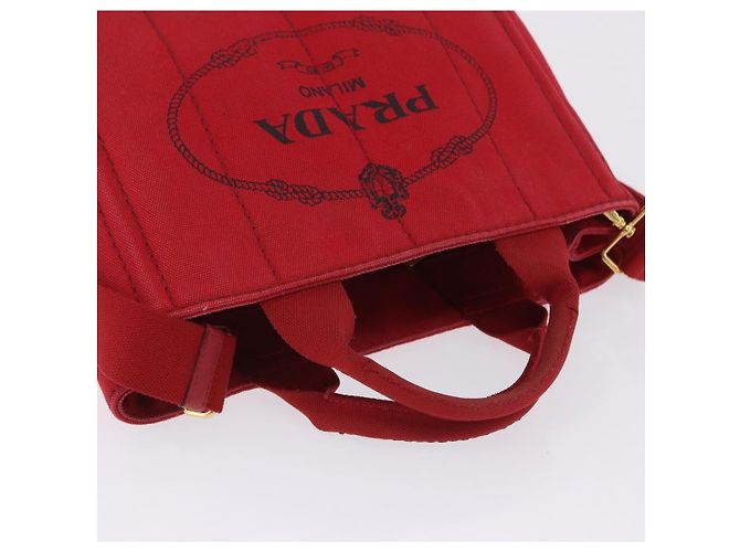 Borsa a mano PRADA Canapa PM Canvas 2way Orange Gold Auth 205107 D'oro Arancione - vista 14