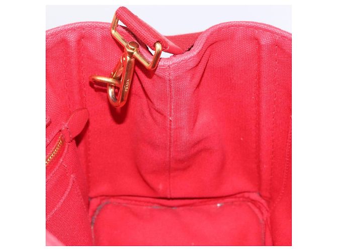 Borsa a mano PRADA Canapa PM Canvas 2way Orange Gold Auth 205107 D'oro Arancione - vista 28