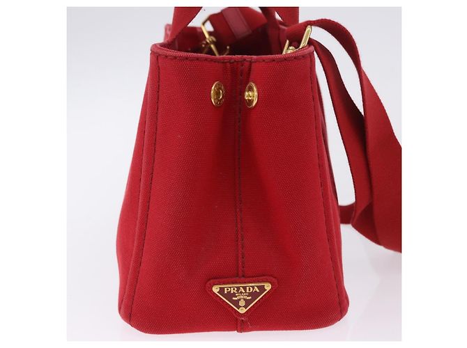 Borsa a mano PRADA Canapa PM Canvas 2way Orange Gold Auth 205107 D'oro Arancione - vista 6
