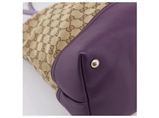 Borsa Tote GUCCI GG Canvas Beige Gold 282325 Auth 204828 D'oro - vista 14