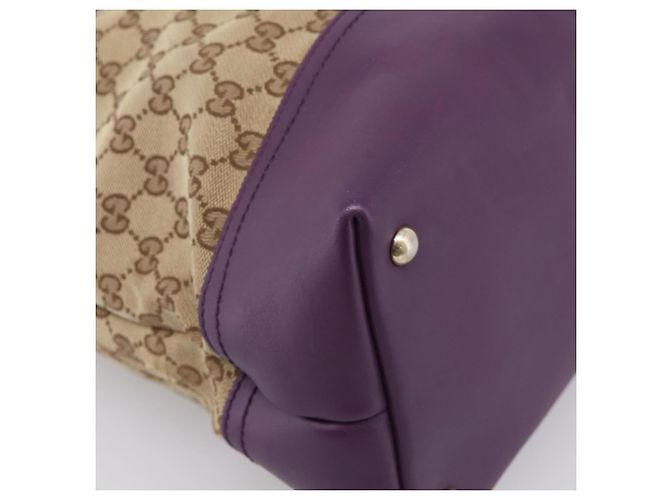 Borsa Tote GUCCI GG Canvas Beige Gold 282325 Auth 204828 D'oro - vista 16