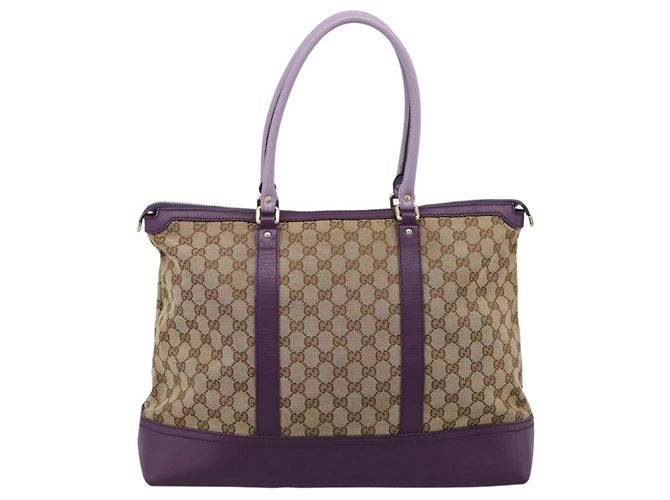 Borsa Tote GUCCI GG Canvas Beige Gold 282325 Auth 204828 D'oro - vista 2