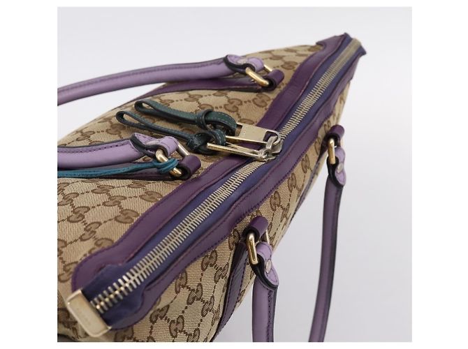 Borsa Tote GUCCI GG Canvas Beige Gold 282325 Auth 204828 D'oro - vista 6