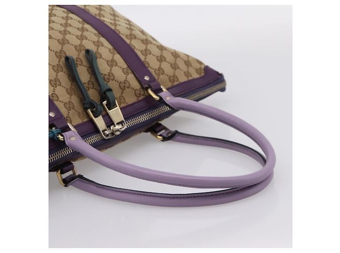 Borsa Tote GUCCI GG Canvas Beige Gold 282325 Auth 204828 D'oro - vista 7