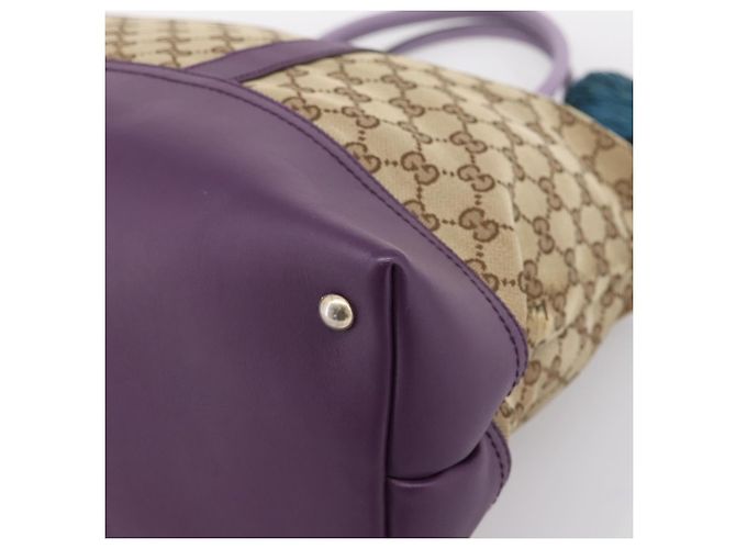 Borsa Tote GUCCI GG Canvas Beige Gold 282325 Auth 204828 D'oro - vista 9