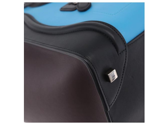 Céline Borsa a mano CELINE Luggage Mini Shopper in pelle Blu Turchese Auth LN125SAM - vista 14
