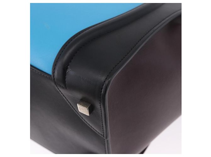 Céline Borsa a mano CELINE Luggage Mini Shopper in pelle Blu Turchese Auth LN125SAM - vista 17
